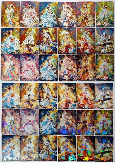 白泽拍卖卡牌手绘专场第33期（去岁千般皆如愿 今年万事定称心） - 2024 山河潮玩 华夏惊鸿录 敦煌十二花神 3套 共36张  普卡 粗闪 彩闪