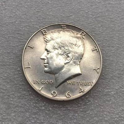 世界钱币专场拍卖 每周二开拍 - 1964年美国肯尼迪半美元银币 12.5克 90%银