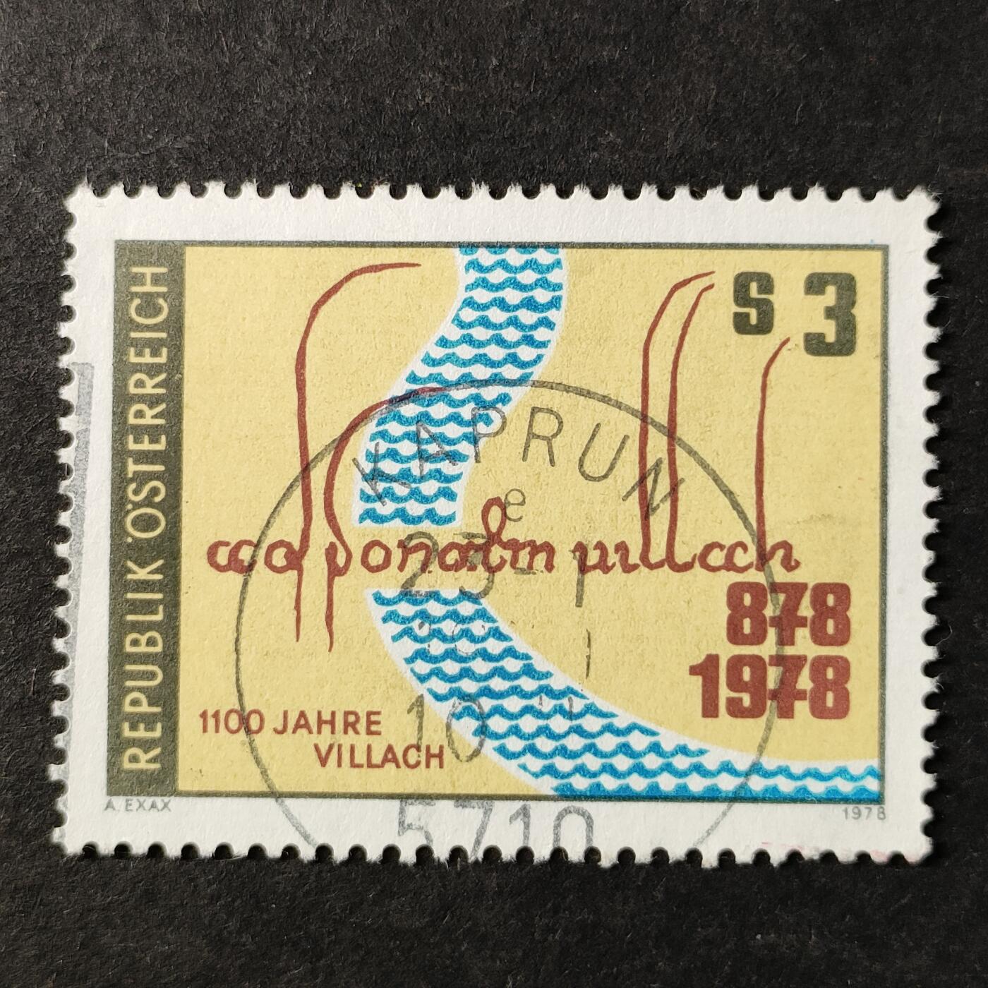 ↓君缘收藏754期☞钱币邮品↓无佣金、可寄存、满30元包邮  奥地利邮票，1978年菲拉赫建城1100周年·地图河流邮票1全