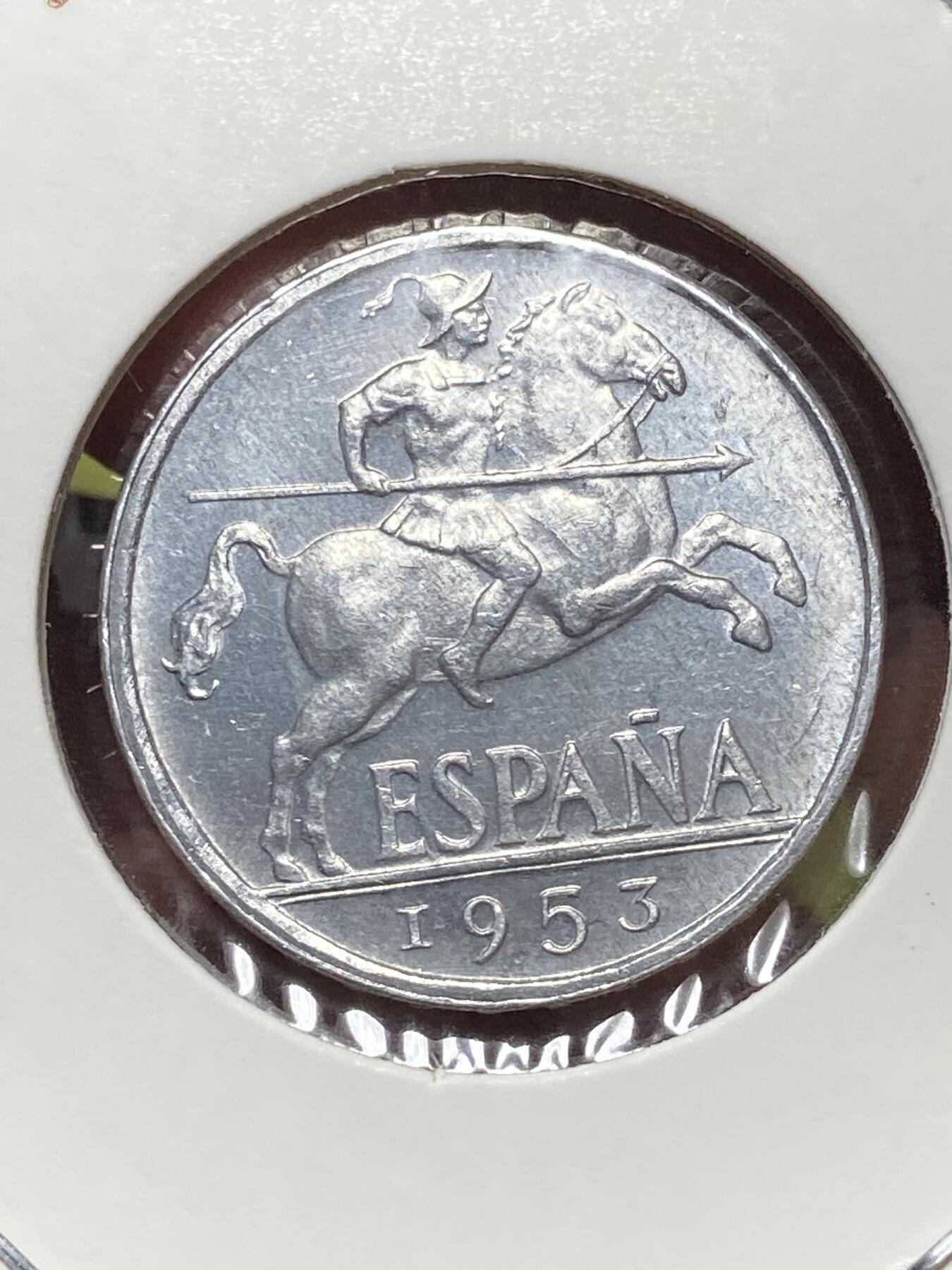 2026年第三十三场(总第二百零二场）外国精品纸夹币场(免佣金) 少见原光好品–西班牙🇪🇸1953年10分(国民政府时期，实际为佛朗哥控制)