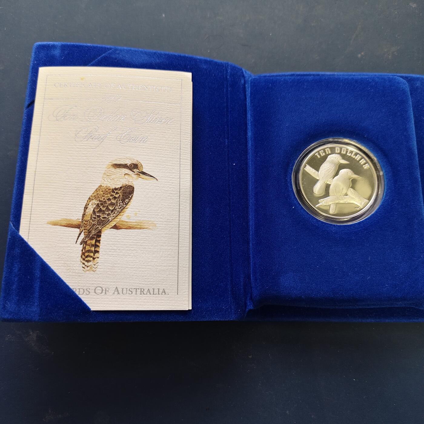 【全场包邮】纯粹捡漏拍509场 澳大利亚1989年20元翠鸟精制纪念银币【34毫米20克90.5%】-盒证全