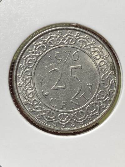 2026年第三十三场(总第二百零二场）外国精品纸夹币场(免佣金) - 苏里南🇸🇷1976年25分(独立后首套流通硬币，Cock–鸡标，无磁)