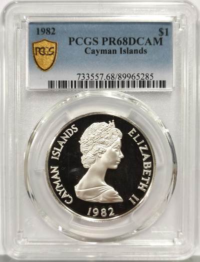 博洋堂世界钱币拍卖第163期（全场包邮） - PCGS PR68DCAM 英属开曼群岛1982年1元精制银币 铸造数量仅589枚 此枚目前为PCGS冠军分及唯一评级记录