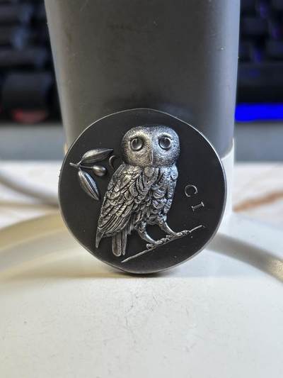 第192期拍卖 - 库克2021年雅典猫头鹰1盎司高浮雕仿古纪念银币，999银，发行999枚