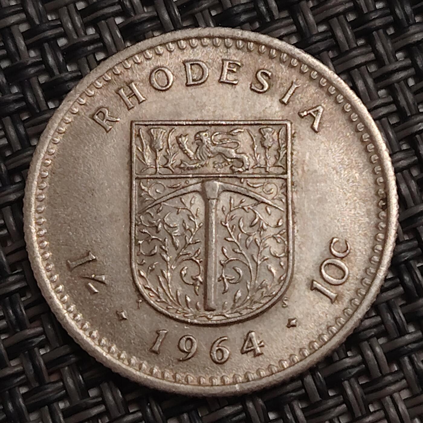 布加迪🐬～世界钱币(上海)🌾第 279 期 /  各国套币和散币 罗德西亚 1964年 10分