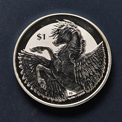 【全场包邮】纯粹捡漏拍509场 - 英属维尔京群岛2018年1元佩加索斯/飞马纪念银币【39毫米31.1克99.9%】