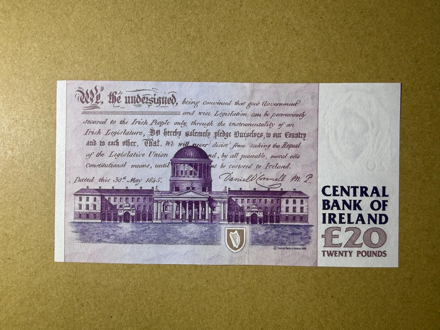 《艾美收藏》第235期-3.8周日外币荟萃 爱尔兰20镑 UNC C序列 1994年 爱尔兰宪章运动领袖奥康奈尔