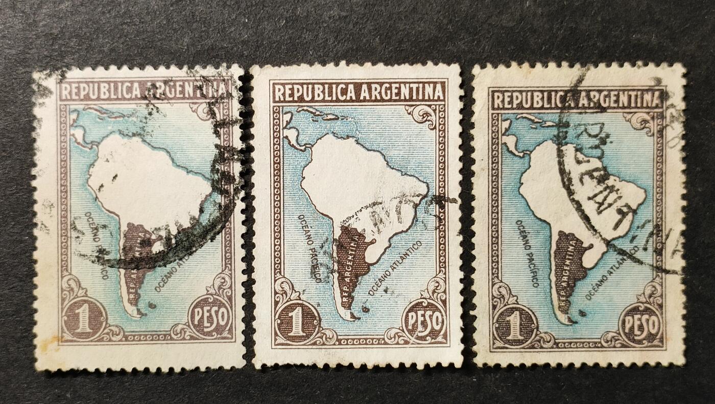 ↓君缘收藏754期☞钱币邮品↓无佣金、可寄存、满30元包邮  阿根廷邮票，1936年国家物产·无国界的南美洲地图邮票，随机发一枚