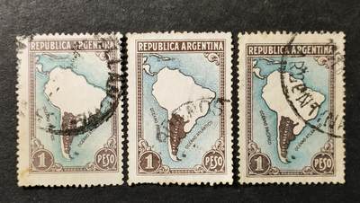 ↓君缘收藏754期☞钱币邮品↓无佣金、可寄存、满30元包邮  - 阿根廷邮票，1936年国家物产·无国界的南美洲地图邮票，随机发一枚