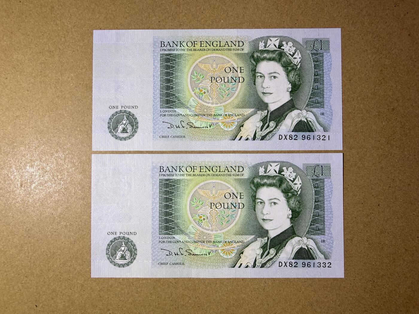 《艾美收藏》第235期-3.8周日外币荟萃 英格兰1镑2张 UNC D序列 全程无47