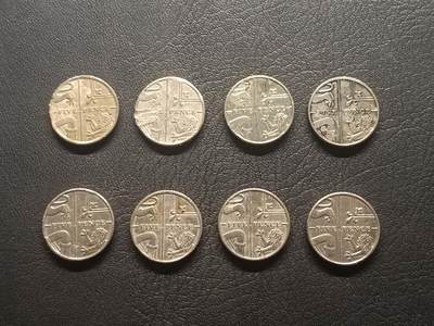 荟藏特别场次第五期——“社长的钢镚堆” - 英国5便士盾徽版批量八枚