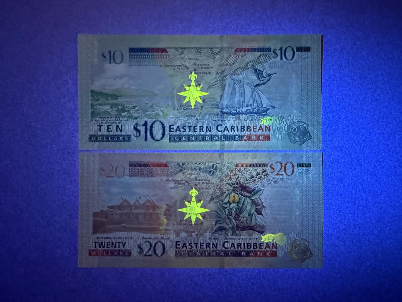 《艾美收藏》第235期-3.8周日外币荟萃 东加勒比10、20元2张 UNC 2015年