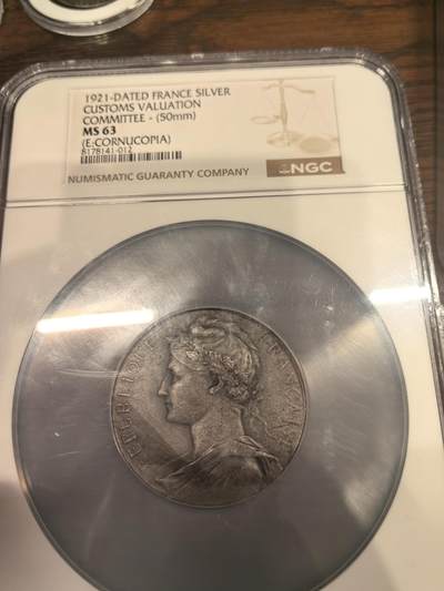 欧洲微章、铜章、银章和银币第二场 - 1921年法国商业与工业部海关估价委员会纪念银章