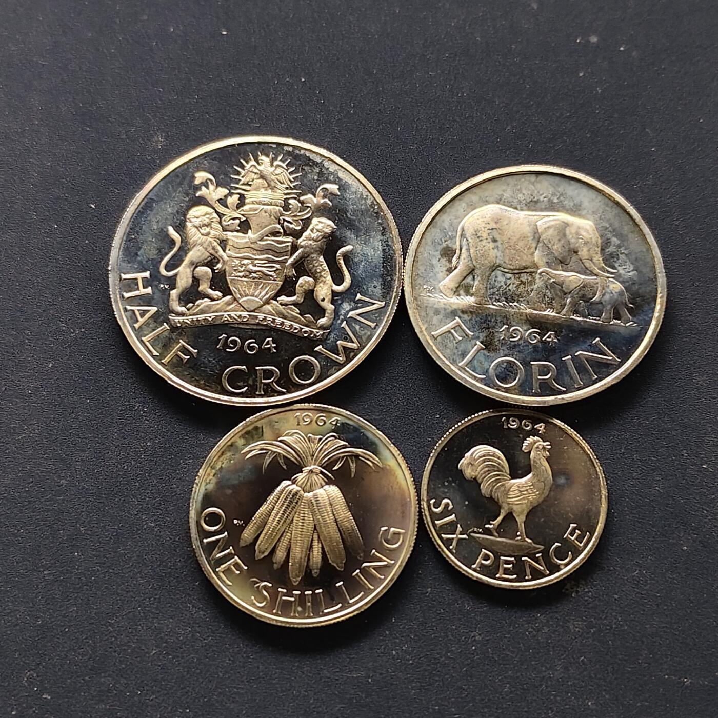 【全场包邮】纯粹捡漏拍509场 马拉维1964年独立首版官方精制套币-PS1