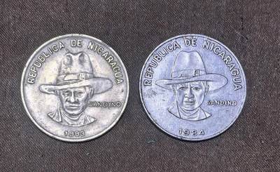 北京马甸外国币专卖第148期，外国币，中国早期纪念币专场，陆续上拍，欢迎关注 - 尼加拉瓜-1983年1984年1科多巴不同材质一对