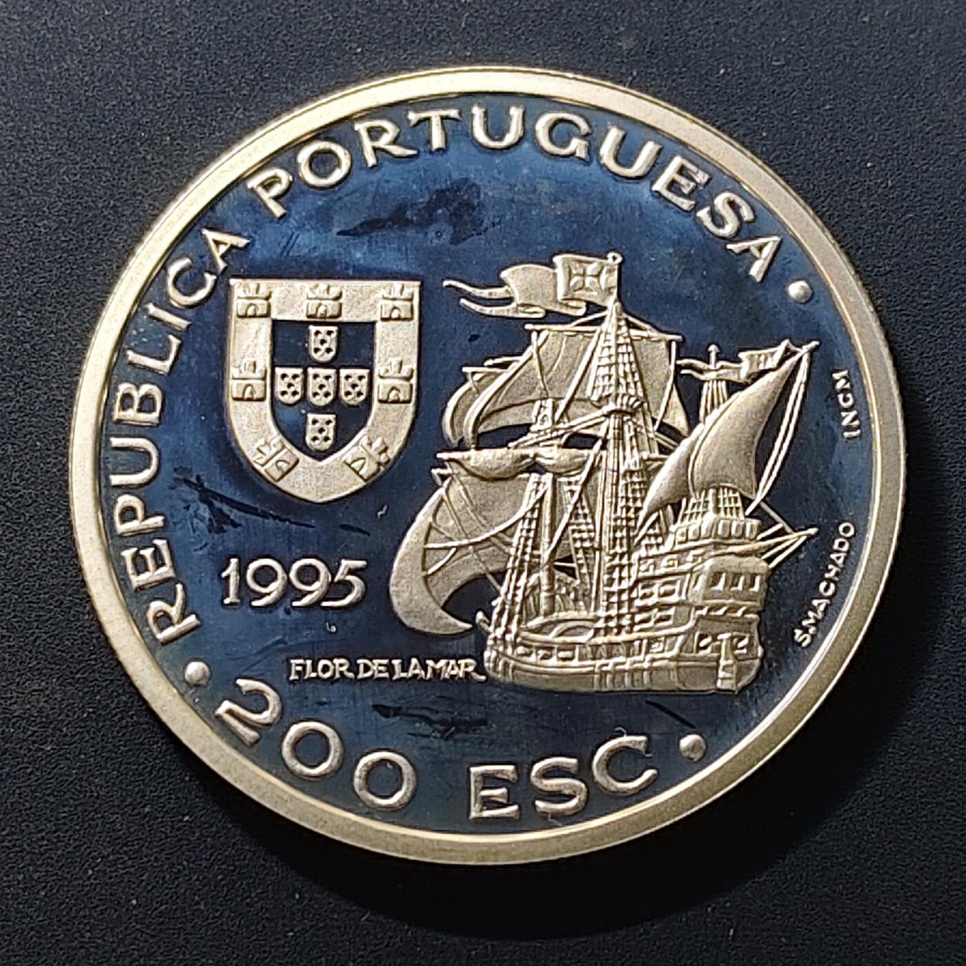 【全场包邮】纯粹捡漏拍509场 葡萄牙1995年200埃斯库多地理大发现系列果阿和马六甲的征服者阿方索·德·阿尔布克基精制纪念银币【36毫米26.5克92.5%】