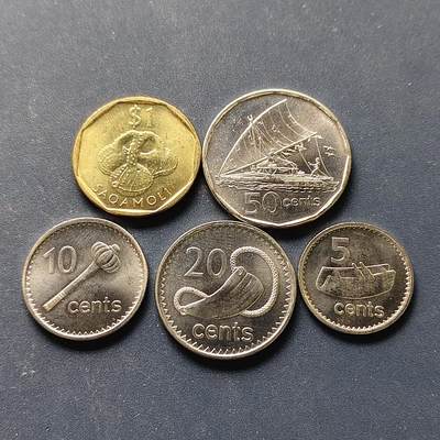 【全场包邮】纯粹捡漏拍508场 - 斐济2009-2010年5枚套币