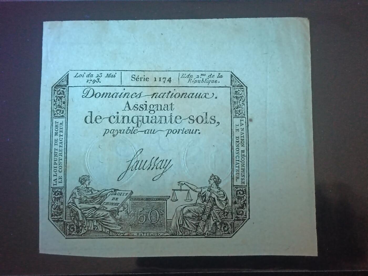 2026三月第一期，总218期 法国1793版50苏UNC-，法国大革命时期辅币券
