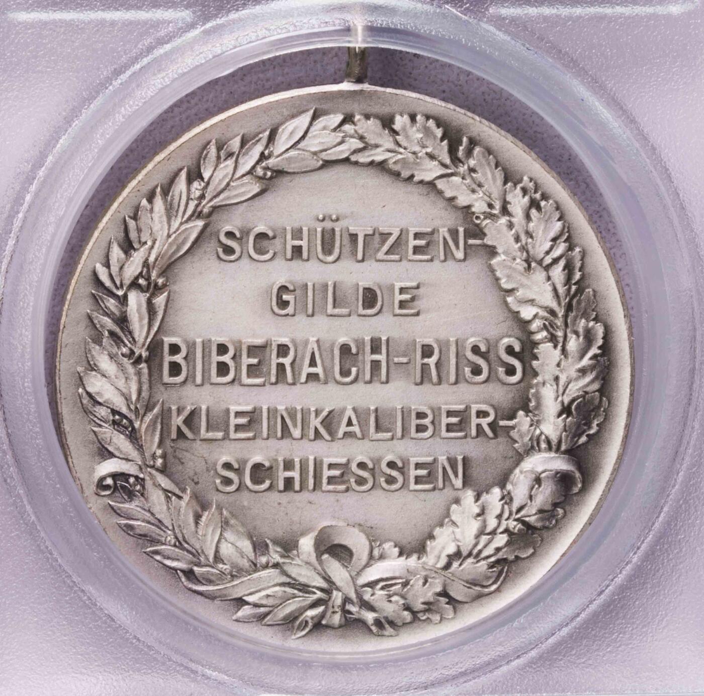 PCGS-MS63 20世纪初德国射击节城市景观铜镀银大章 唯一冠军