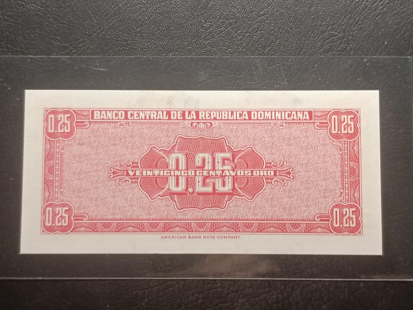 2026三月第一期，总218期 多米尼加1961版25分UNC，特鲁希略遇刺期间稳定市场临时发行的纸辅币，少见