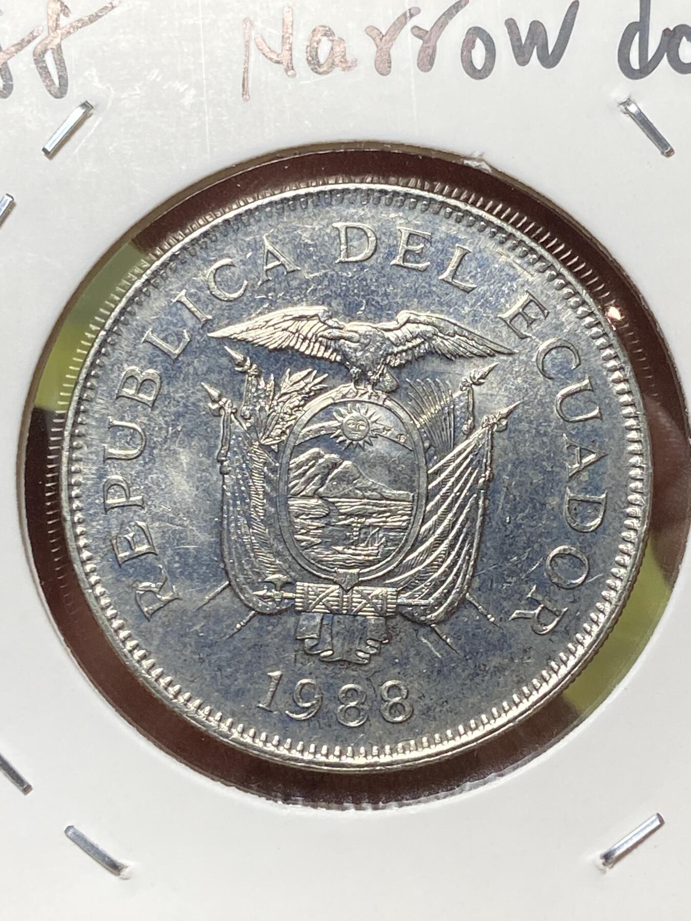 2026年第三十三场(总第二百零二场）外国精品纸夹币场(免佣金) 厄瓜多尔🇪🇨1988年50苏克雷(首发年，Narrow date–窄年份版)