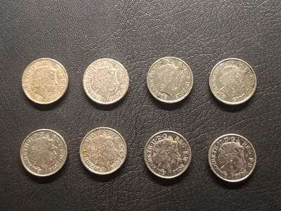 荟藏特别场次第五期——“社长的钢镚堆” 英国5便士盾徽版批量八枚