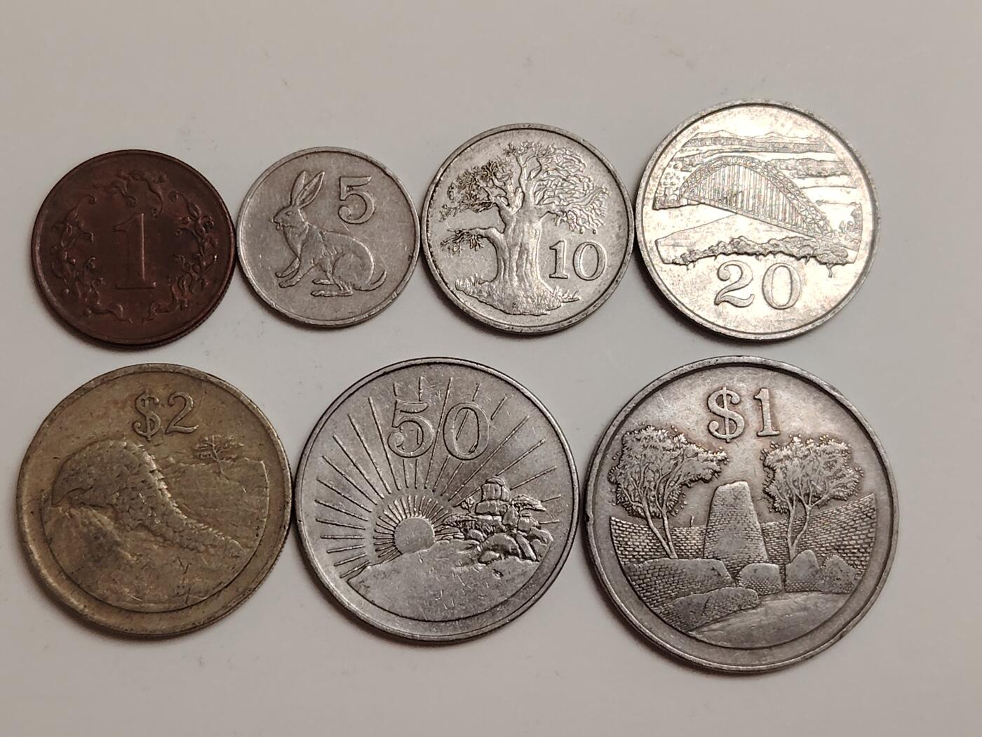 布加迪🐬～世界钱币(上海)🌾第 279 期 /  各国套币和散币 津巴布韦🇿🇼 7枚套币