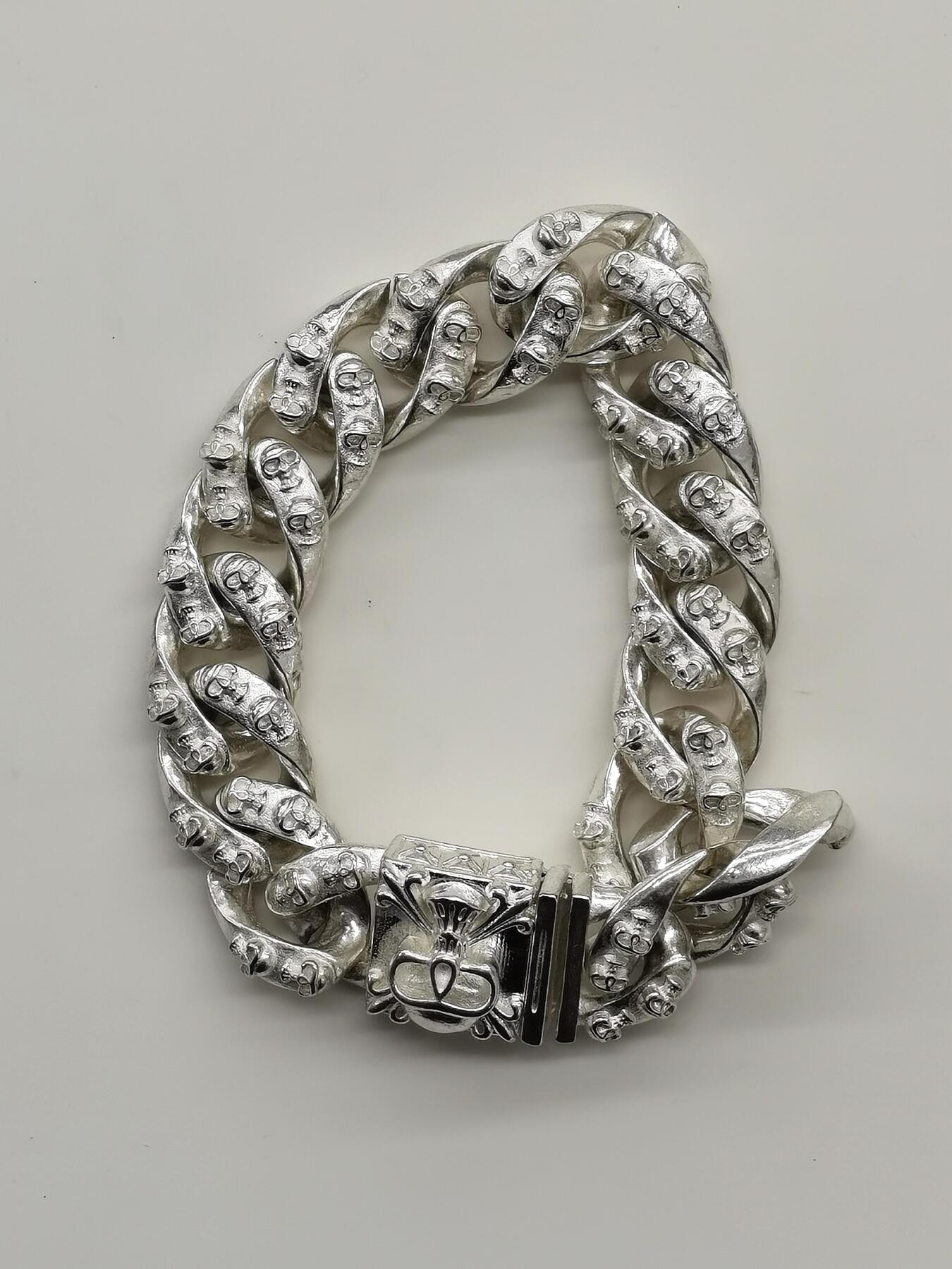 博洋堂世界钱币拍卖第163期（全场包邮） 骷髅手链银S925标，重97.3g，战事再起，贵金属上涨