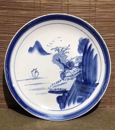 2026迎新春3月第一拍 - 日本昭和时期青花瓷盘，直径:27.2cm;高:4cm;