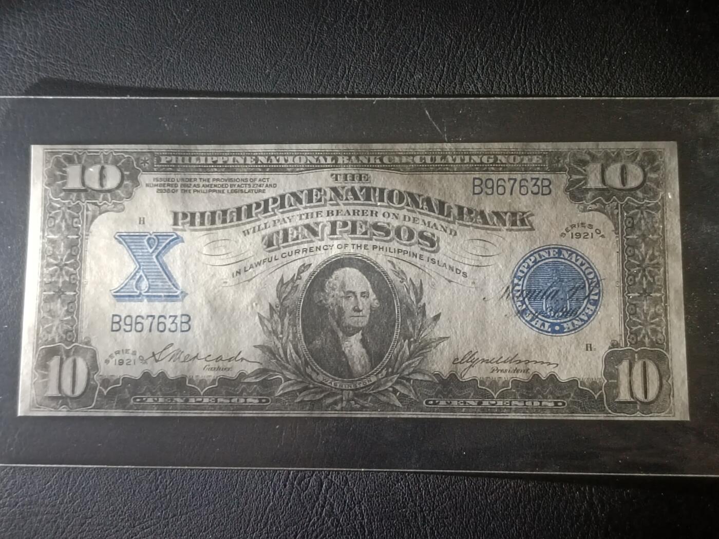 2026三月第一期，总218期 美属菲律宾国民银行1921版5比索AUNC，华盛顿，浓厚的美国钞票风格，此时菲律宾比索也与美金等值，故中高面值印刷较为稀有