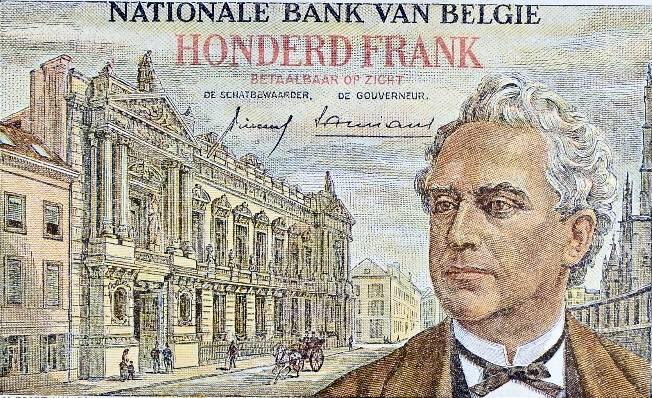 《艾美收藏》第235期-3.8周日外币荟萃 比利时1959年100法郎PMG67E亚军分 冠军68分仅2张，少见品种 50年代法属风纸币 一步到位藏品，比利时国王利奥波德一世 背面比利时政治家/首相奥尔邦，他任财政大臣期间，创办了比利时国家银行