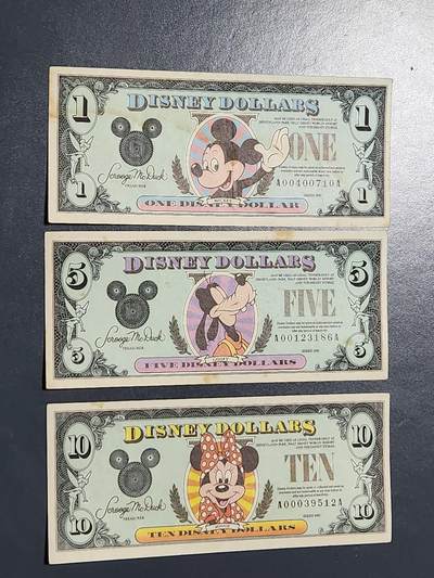 3月5号晚上8点 外国纸币自动截拍第34场 - 迪士尼1990年全套