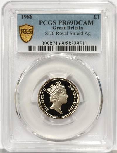 博洋堂世界钱币拍卖第163期（全场包邮） - PCGS PR69DCAM 英国1988年皇家盾徽1英镑加厚精制银币 少见品种 亚军分数 高评仅1枚