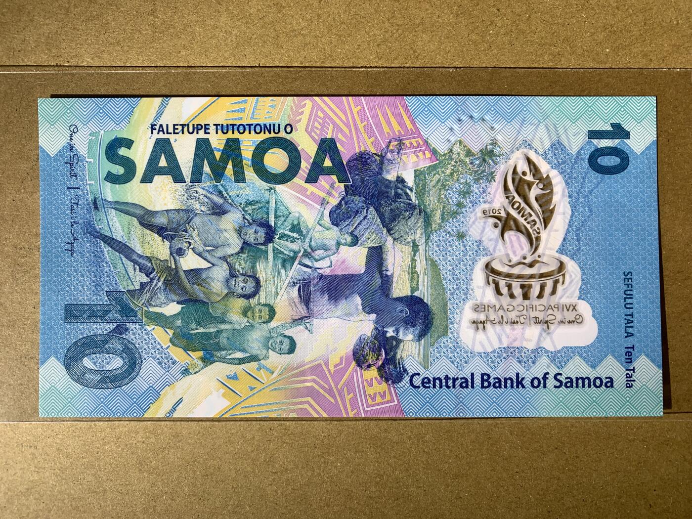 【礼羽收藏】🌏世界钱币拍卖127期 【0006689】全新UNC 2019年萨摩亚10面值 塑料钞 纪念钞 无3457尾6689 千位圆圆倒置号