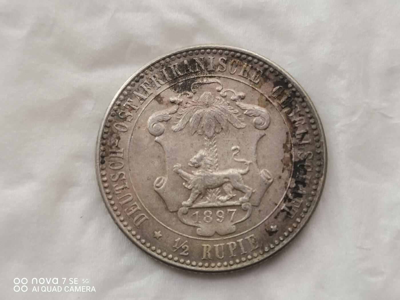 银币 1897年德属东非半卢比银币（5.7克）