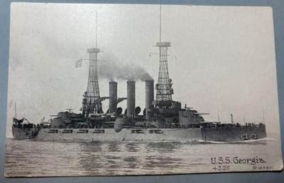 盛世勋华——号角文化勋章邮票专场拍卖第308期 - 美国BB-15乔治亚号战列舰纪念明信片