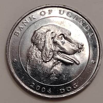 布加迪🐬～世界钱币(上海)🌾第 279 期 /  各国套币和散币 - 乌干达🇺🇬 2004年 100先令生肖币～狗