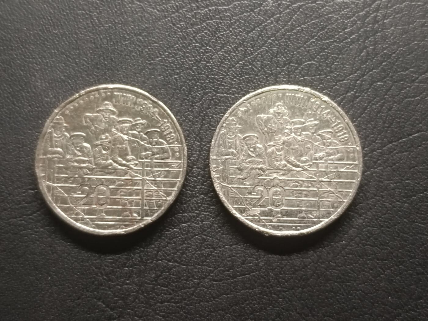 荟藏特别场次第五期——“社长的钢镚堆” 澳大利亚2015年一战百年20分纪念币两枚-士兵