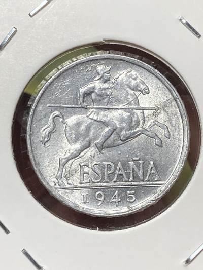 2026年第三十三场(总第二百零二场）外国精品纸夹币场(免佣金) - 带光好品–西班牙🇪🇸1945年5分(国民政府时期，实际为佛朗哥控制)