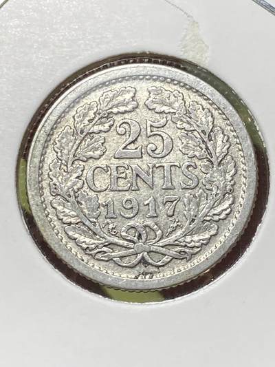 2026年第三十三场(总第二百零二场）外国精品纸夹币场(免佣金) - 荷兰🇳🇱1917年25分银币(威廉明娜青年时期，Seahorse –海马标，640银)