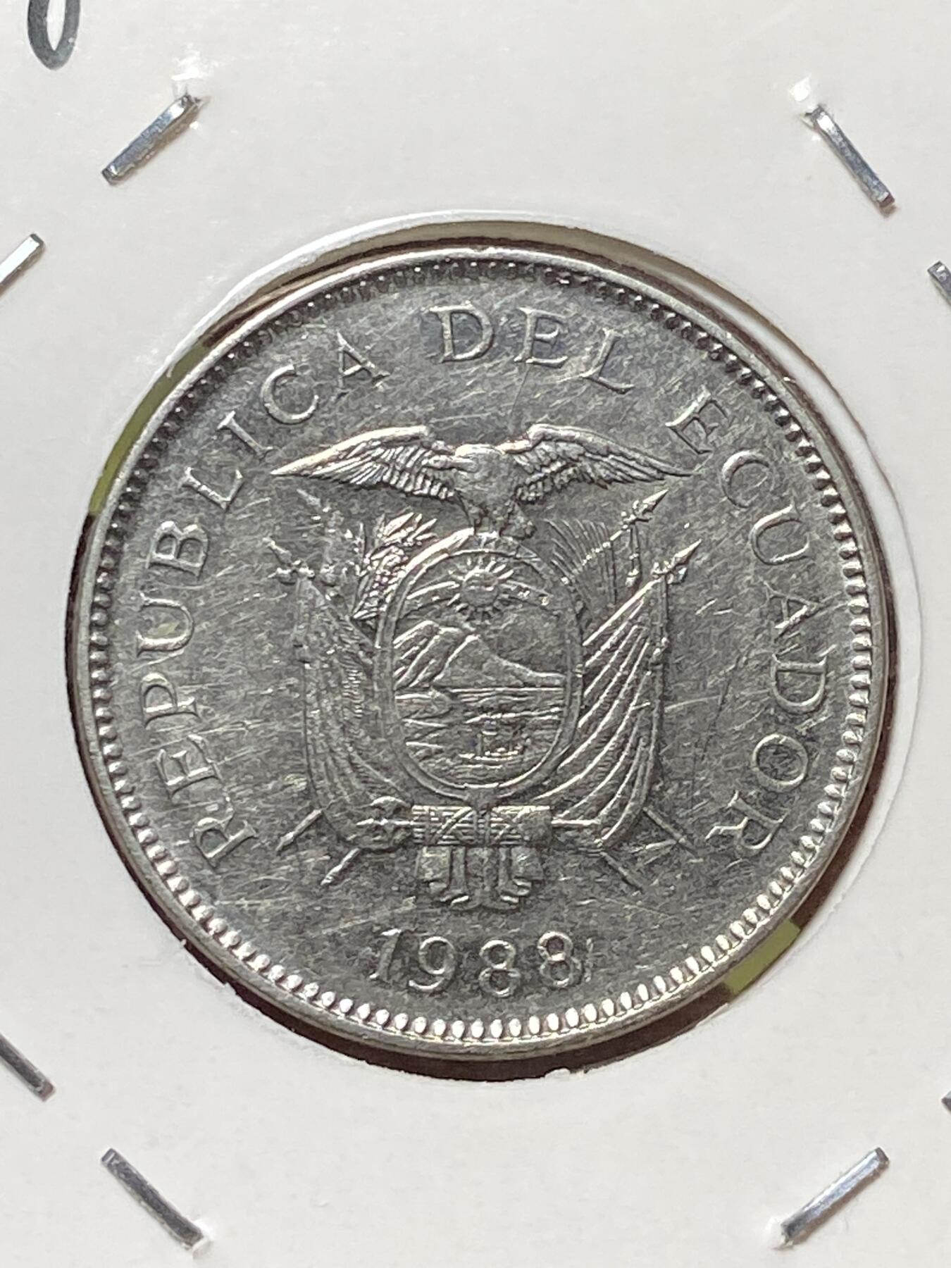 2026年第三十三场(总第二百零二场）外国精品纸夹币场(免佣金) 厄瓜多尔🇪🇨1988年5苏克雷(首发年仅发行2年，Narrow date–窄年份版)