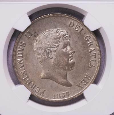 NGC-MS62 1856那不勒斯西西里120G大银币 纸袋包浆 - NGC-MS62 1856那不勒斯西西里120G大银币 纸袋包浆