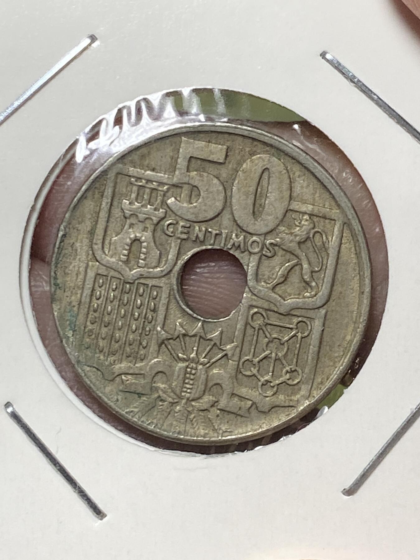 2026年第三十三场(总第二百零二场）外国精品纸夹币场(免佣金) 西班牙🇪🇸1949年50分(佛朗哥执政时期，箭头向上版)