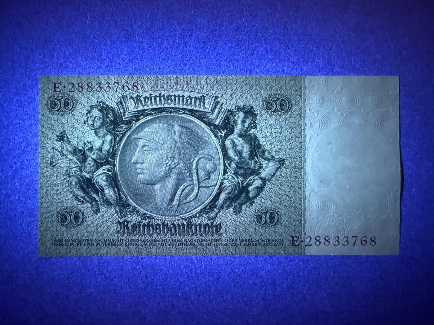 《艾美收藏》第235期-3.8周日外币荟萃 德国50马克 1933年 德国帝国银行 无4