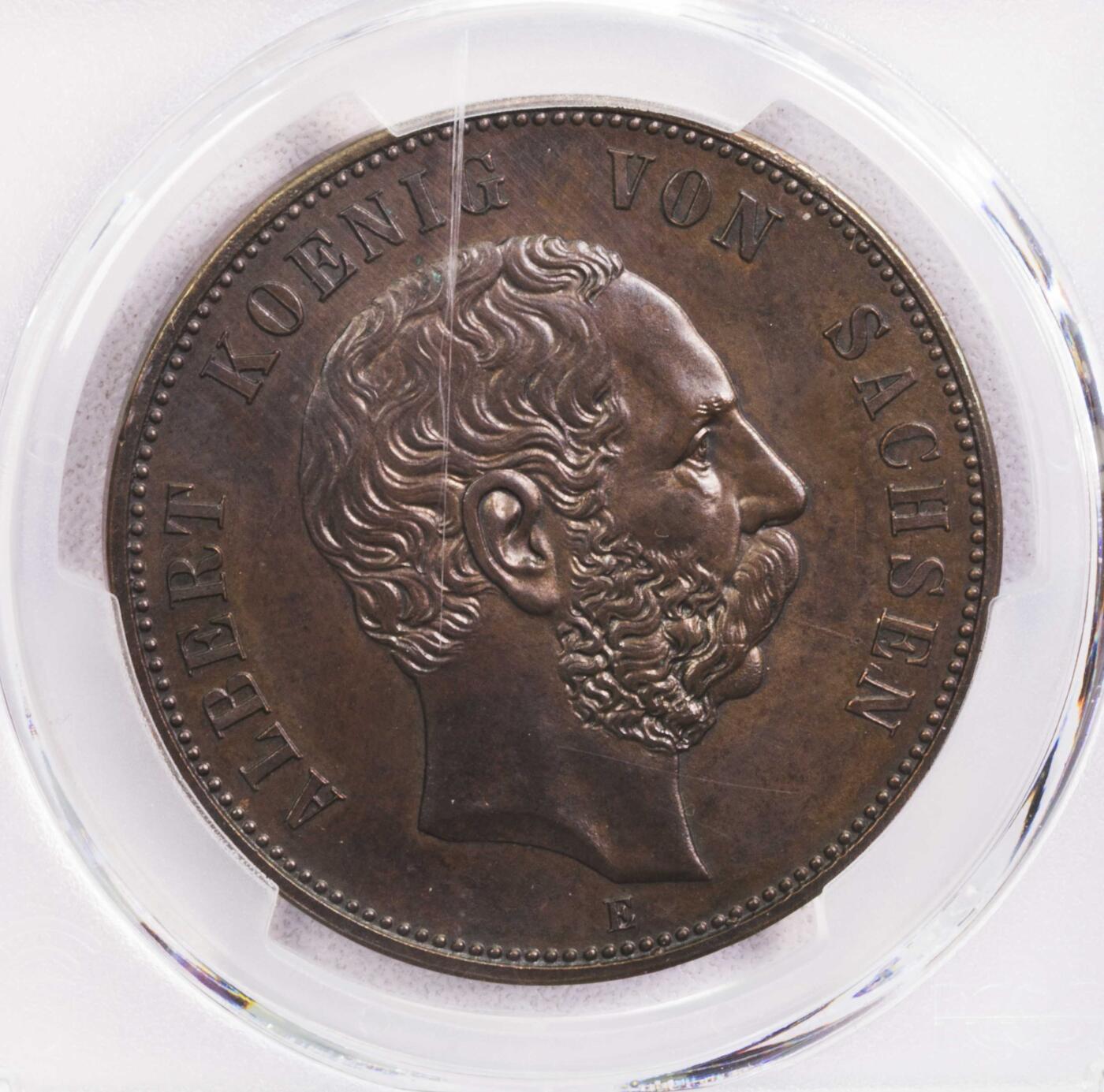 PCGS-SP62BN 1889萨克森韦庭王朝5马克铜币