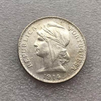 世界钱币专场拍卖 每周二开拍 - 1914年葡萄牙谷物女神50分银币