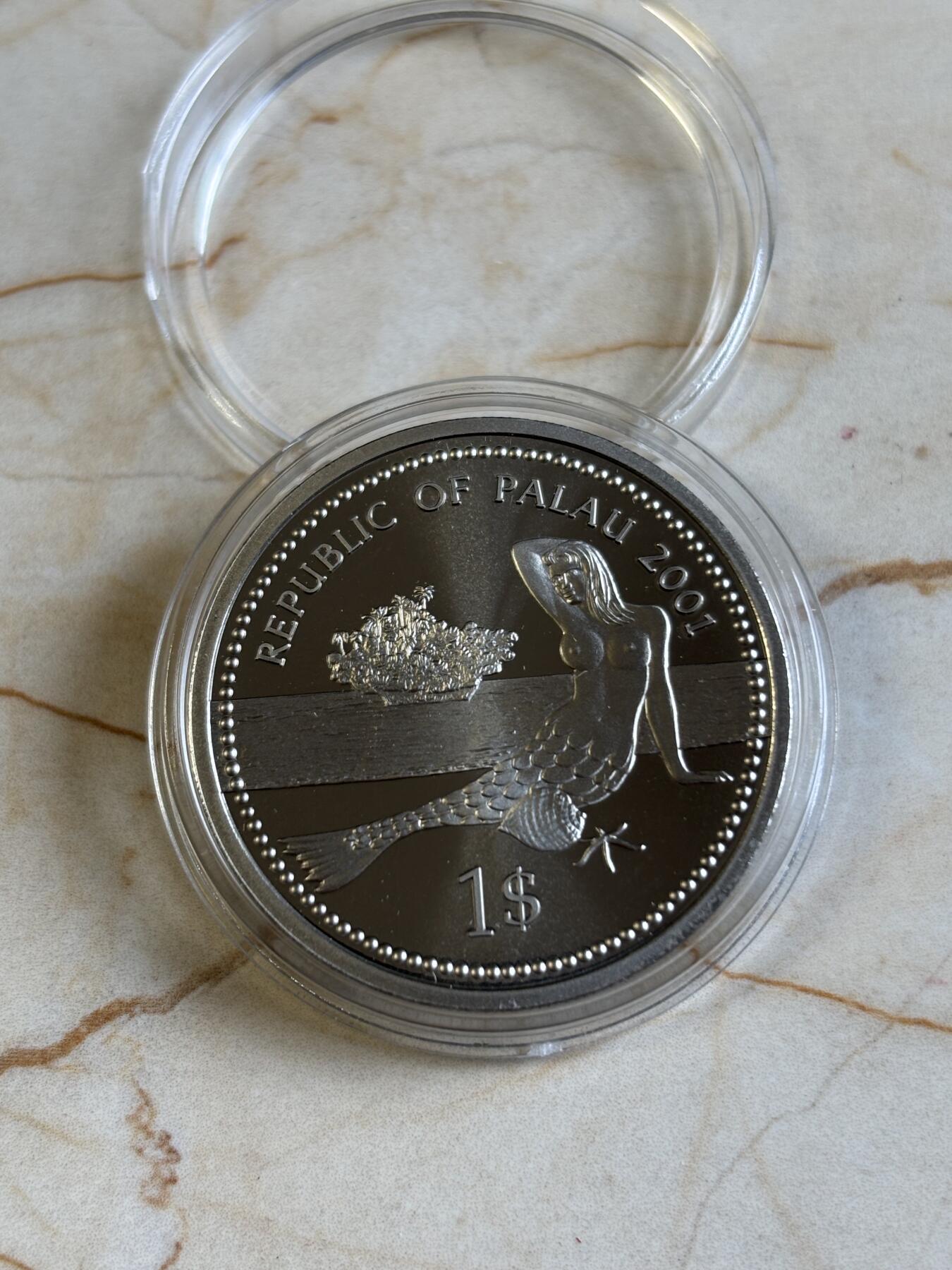 第192期拍卖 帕劳2001年保护海洋系列美人鱼幻彩色纪念币