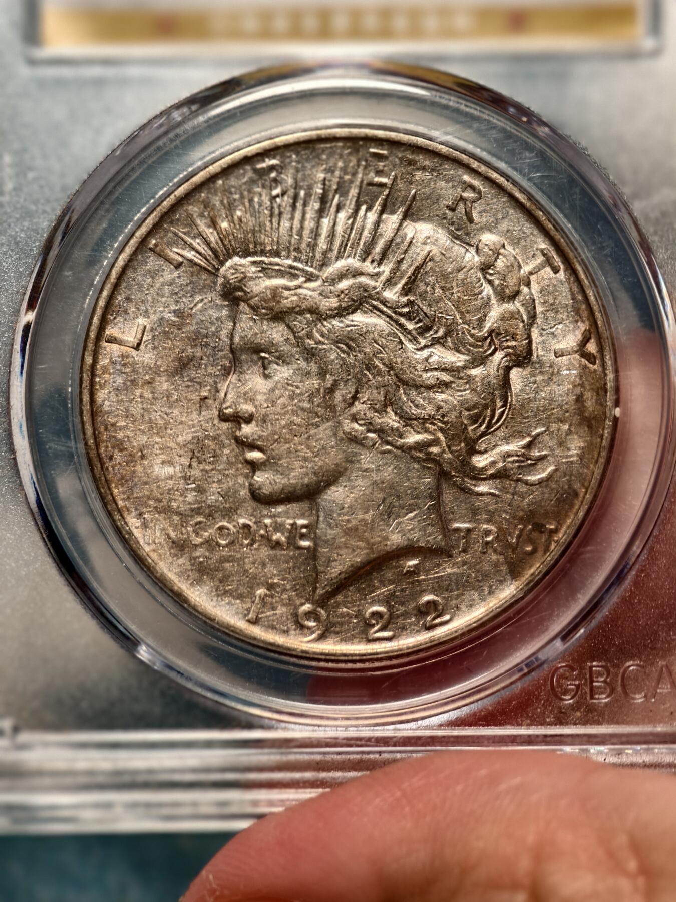 抚柳草堂-第十四期章牌钱币  奖章勋章限时免佣 满百包邮 放漏专场 1922美国1DOLLAR和平银币 公博au58 细节很好