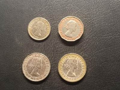 荟藏特别场次第五期——“社长的钢镚堆” 英国旧币值硬币批量四枚，伊丽莎白头像