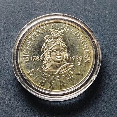 【全场包邮】纯粹捡漏拍508场 - 美国1989年半元国会成立200周年精制纪念币